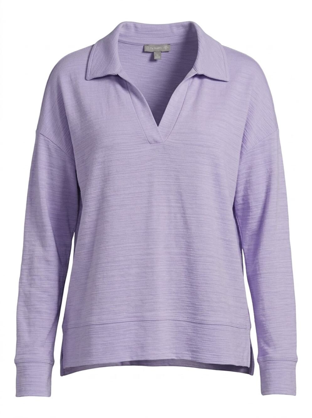 NWT T by Talbots Upf Purple V-Neck Collared Knit Stretch Top Women Size XL